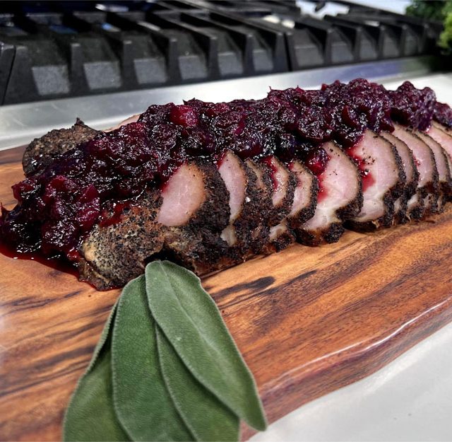 Espresso Pork Loin with Cranberry