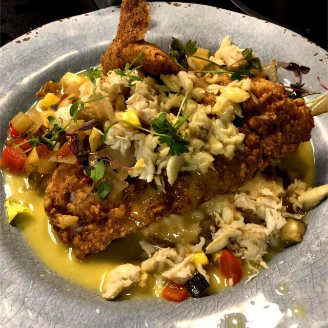 Fried Redfish With Crab